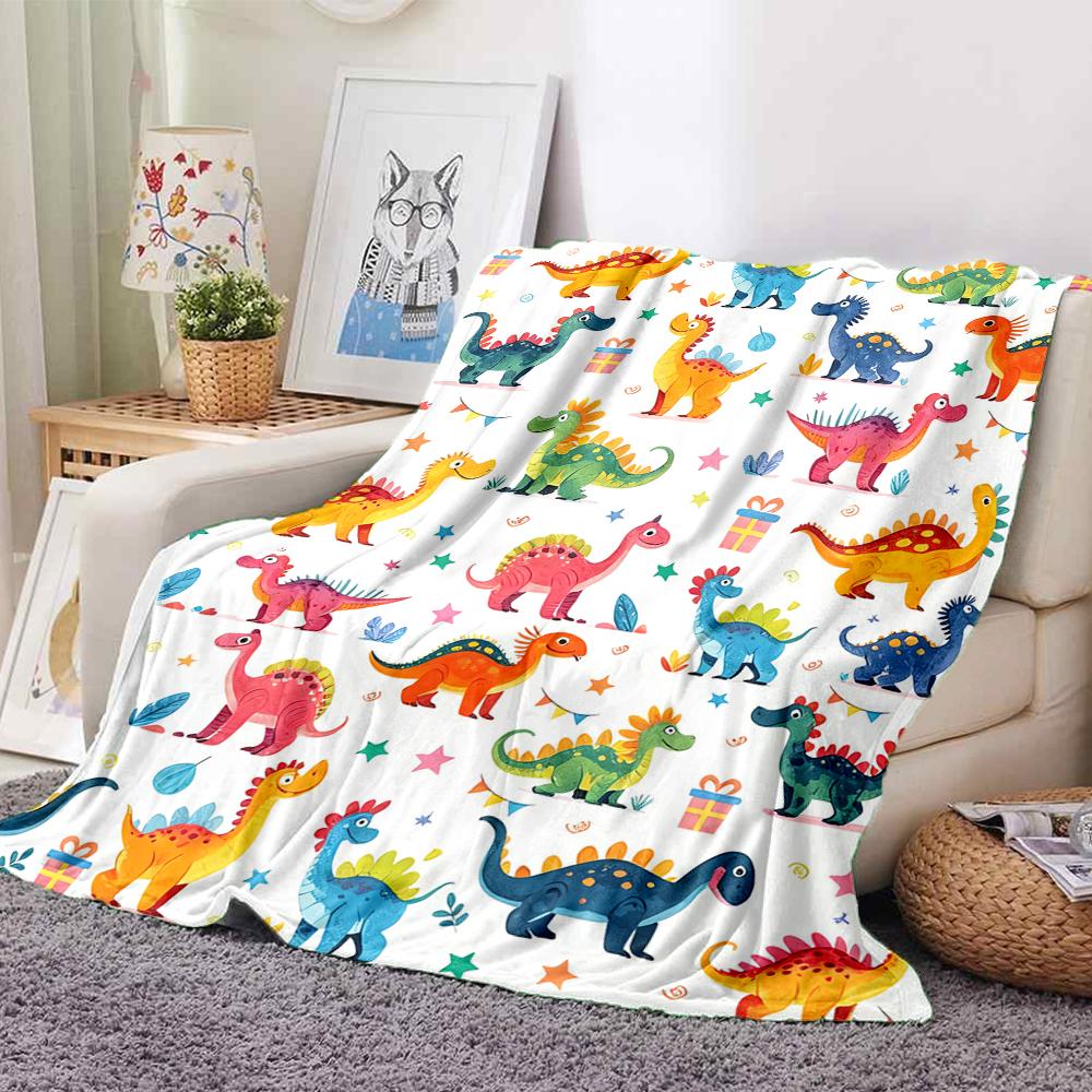 1Pc Colorful Dinosaur Party Blanket Soft And Comfortable Casual Warm Camping Travel Christmas Halloween Xmas Gift M924594