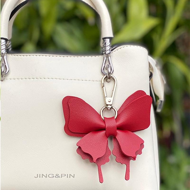 Cute Keychain White Purple Butterfly Flower Insects Car Key Ring Key Chains For Women Men Souvenir Gift Jewelry Bag Accessories