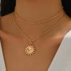 Retro Sunflower Niche Necklace, Ultra-long Portrait Pendant, Trendy Ladies Necklace