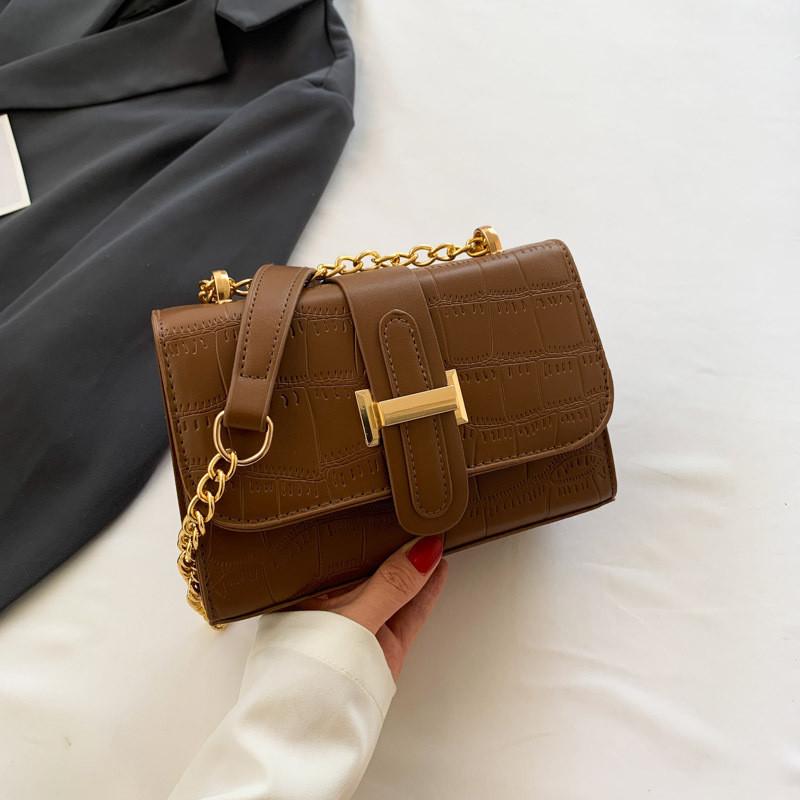 Trendy Pu Material Small Square Shoulder Bag With Chain Design For Everyday Use