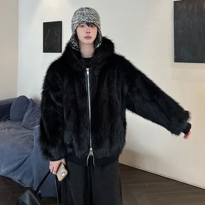 Winter New Fox Men's Fur Fur Jacket Thickened Warm Coat Fluff Fashion
