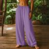 Women Loose Fit Wide Leg Elastic Waist Drawstring Palazzo Pants Casual Lightweight Summer Trousers for Daily Wear