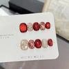 10Pcs Cute Cat Eye Short Press On Nails Christmas Snowman Bow Snowflake Cherry Apple Full Cover Fake Nails Gift