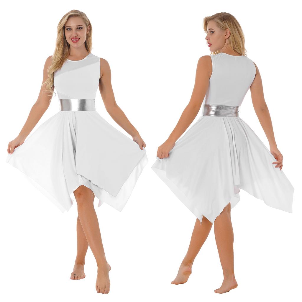 Womens Prom Party Dress Dance Wear Ballroom Tunic Dancewear Performance Competition