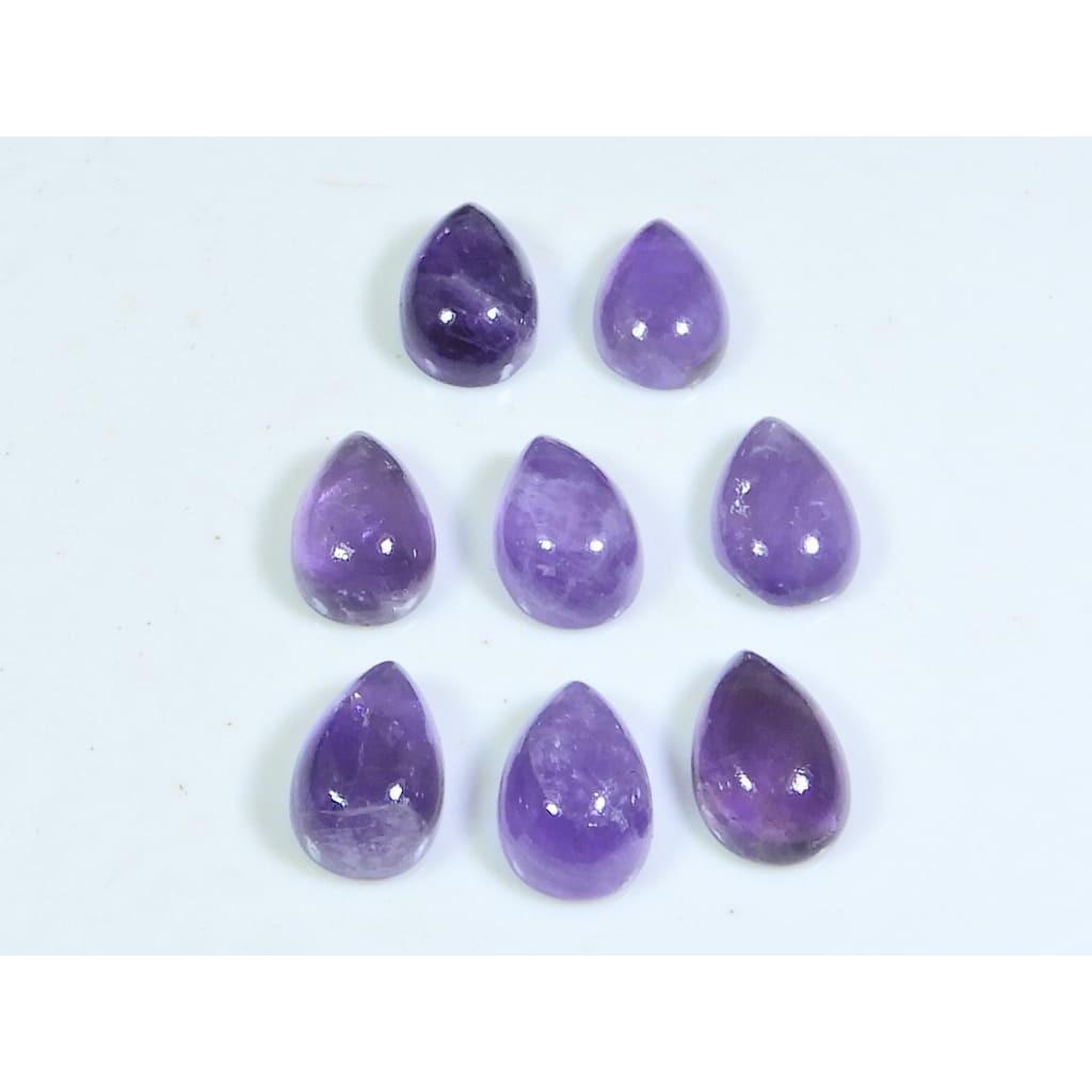 8X12MM Natural Amethst Ring Size Pear Cabochon Loose Gemstone 8Pcs Lot 30Cts A-452