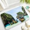 Summer Ocean Beach Carpet Hawaii Island Palm Trees Nature Scenery Bathroom Rug Non-slip Entrance Doormat for Living Room Decor