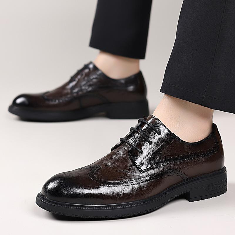 Men's Autumn Lambskin Brogue Shoes - Formal & Casual Lace-up 