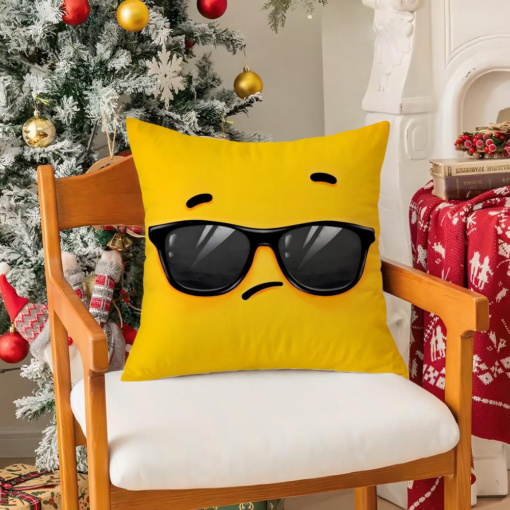 Funny And Quirky Personalized Emojis Pillow Case Comfort Sofa Bed Silky Elegant Invisible Zipper Decorative Cushion Cover