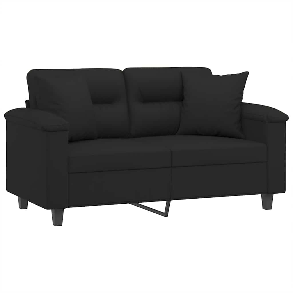 Vidaxl 2-Osobowa Sofa Z Poduszkami, Czarna, 120 Cm, Mikrofibra