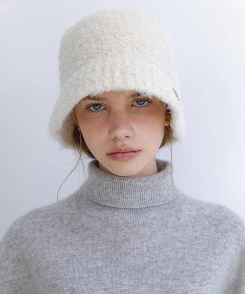 LAMINEZ Soft Boucle Bucket Hat - Cream