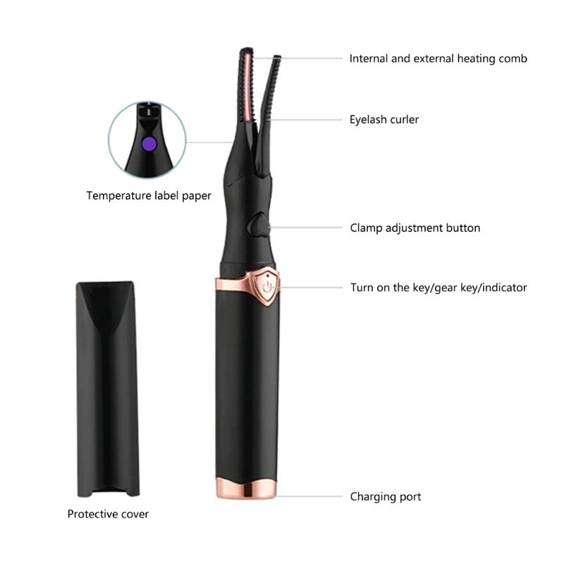 Quick Heating Lash Curler Rechargeable Mini Eyelash Styler Portable Makeup Tool for Lasting Eye Lashes Curling
