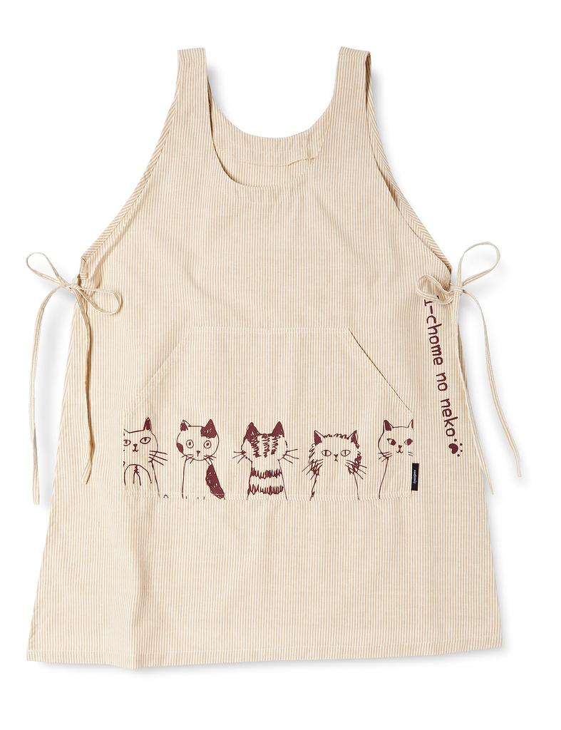 Apron Striped Side Ribbon Apron for Women H877BE BE [Noah Family]