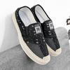 Men'S Shoes Denim Old Hole Design Sports Flat Shoes Fashion Straw Thick Sole One Pedal Board Shoes
