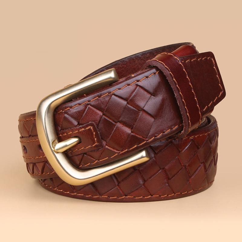 

Плетеный Пояс Медная Пряжка Дизайнерские Кожаные Ремни для Мужчин Плетеный Мужской Ремень Косичка Ремень для Джинсов Мужской Ширина 3,8 см 105CM
