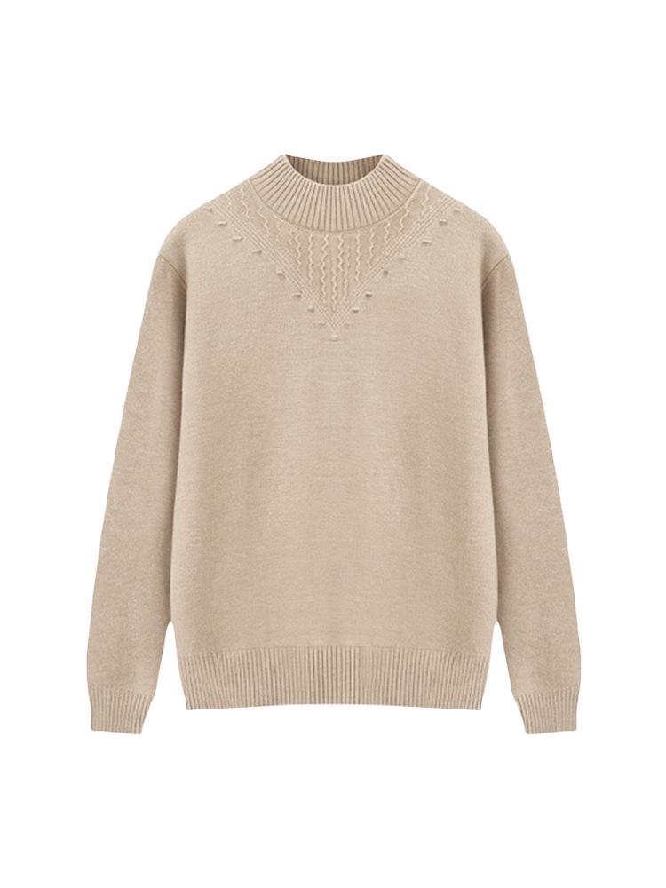 Women's Knitted Velvet Sweater: Loose-Fit, Round Neck, Long-Sleeve, One Size, for Middle-Aged & Elderly