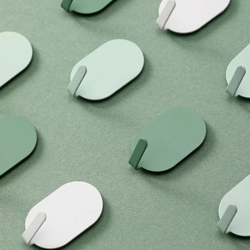 8 PCS White Green Adhesive Hook Iron Robe Hook Durable Coat Hook  Home Supply