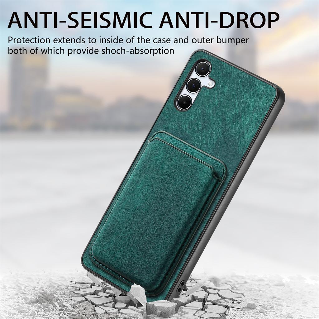 For Samsung Galaxy A55 5G Case Compatible with MagSafe Leather Back Cover with Detachable Card Holder