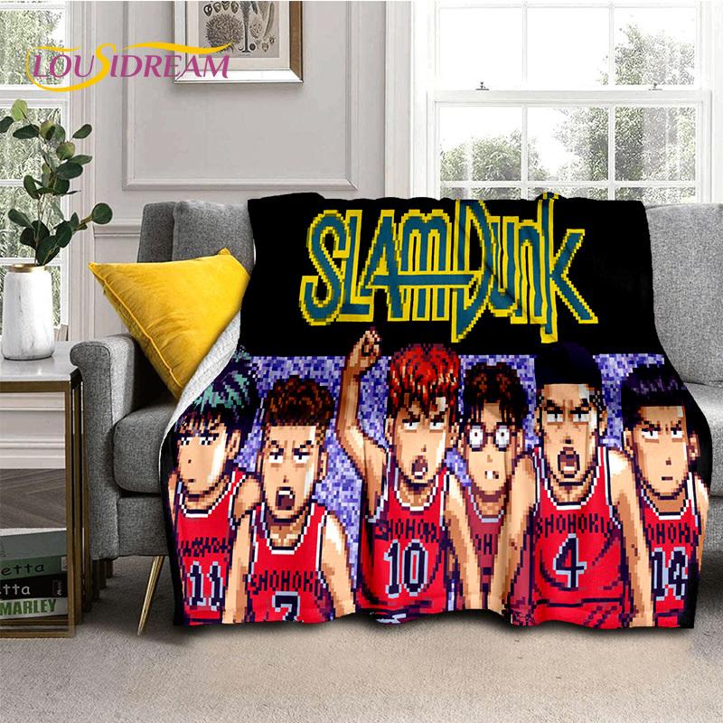 Cartoon Slam Dunk Basketball Anime Soft Blankets,Keep Warm Throw Blanket Comfortable Blanket for Picnic Beds Sofa Home Bedroom