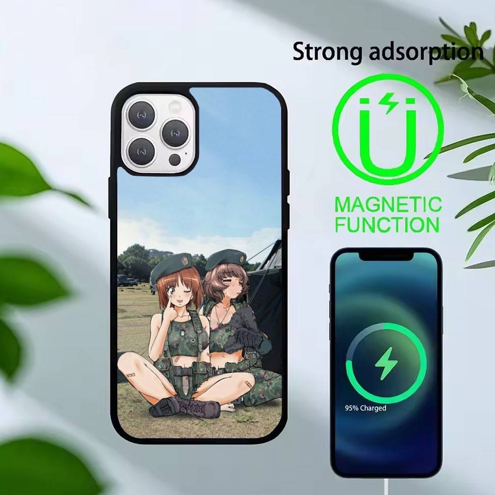 G-GIRLS Und P-PANZER Phone Case For iPhone 14,16,15,13,17,12,Plus,Pro,Max Magnetic For Magsafe Frosted Cover
