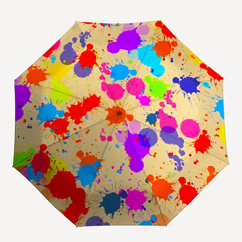 

1pc Paint Splatter Pattern Automatic Umbrella - 8-Rib Durable Frame, Portable Fashion Accessory & Holiday Gift yy251117152