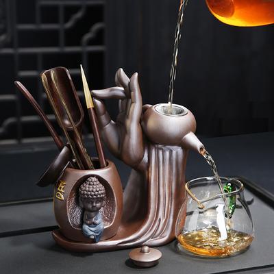 Ebony Tea Ceremony Accessories, Six Gentlemen Set, Purple Clay, Tea Drain Filter, Little Monk Decoration
