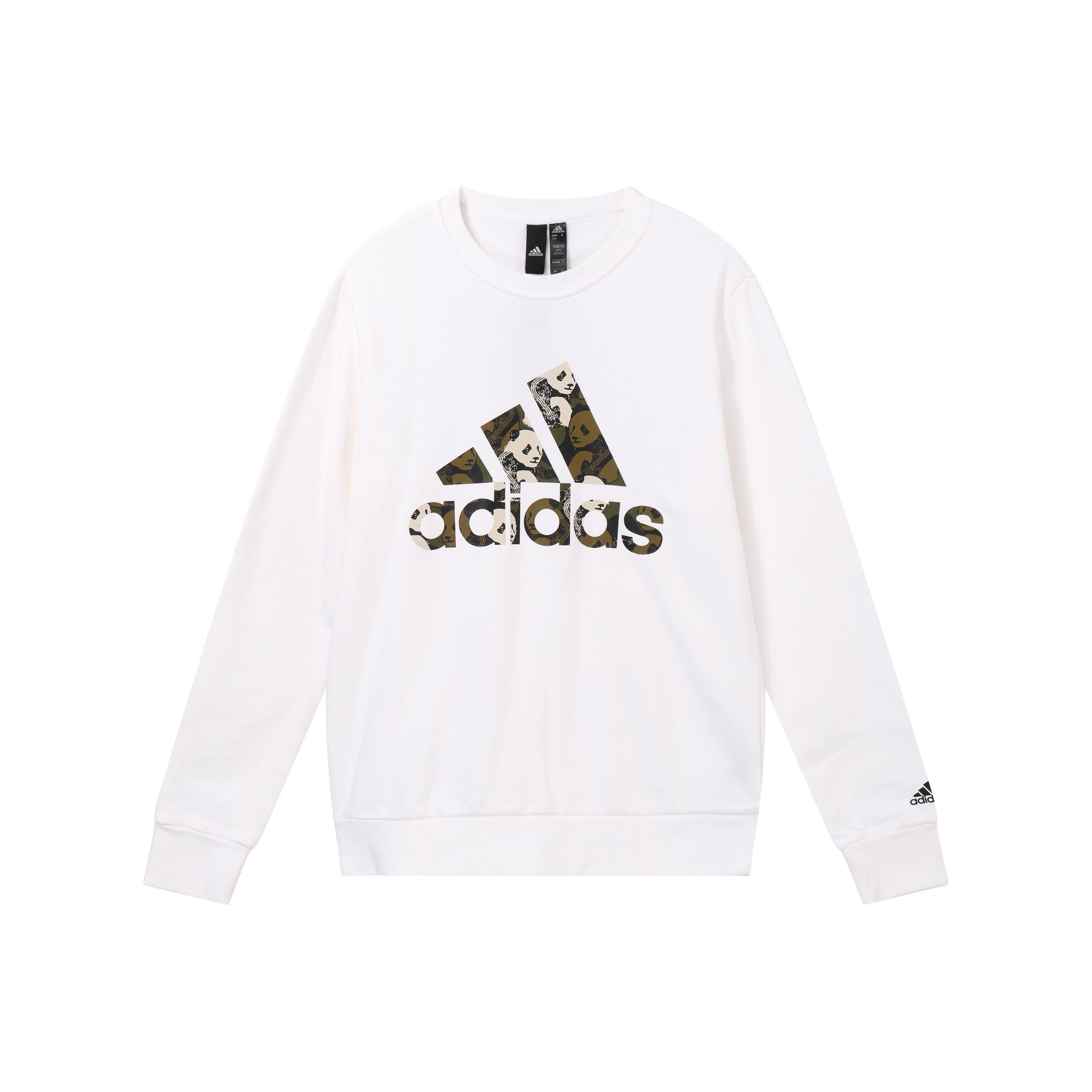 

Adidas Panda Logo Print Спортивный пуловер Толстовка Мужские топы Белый HM9377 L