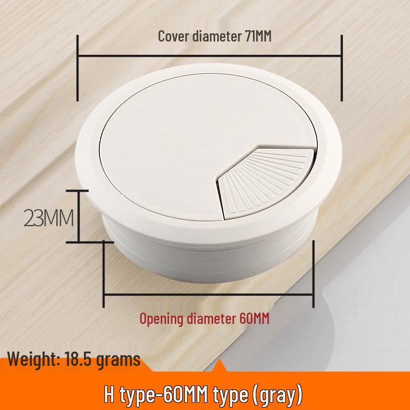 Round Plastic Cable Grommet Hole Cover for Office Desk - Sizes 50/60/65/80 Mm