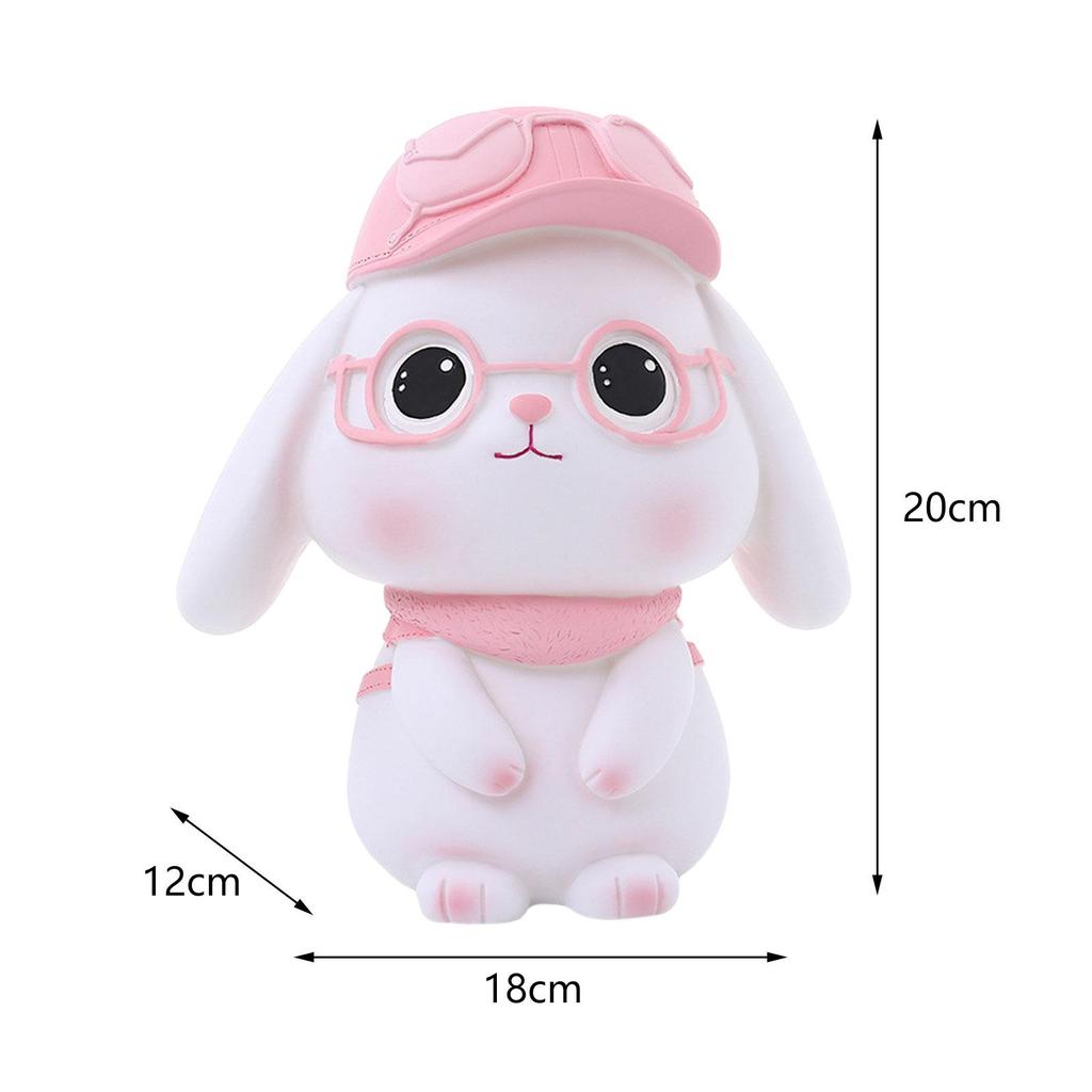 Piggy Bank Change Box Adorable Container Money Box Bunny Figurine Money Bank for Kids Dining Room Bedroom Girls Living Room