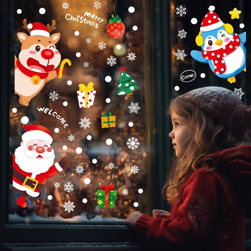 Christmas Stickers, Double-sided Electrostatic Display Window Posters, Christmas Festival Decoration Items