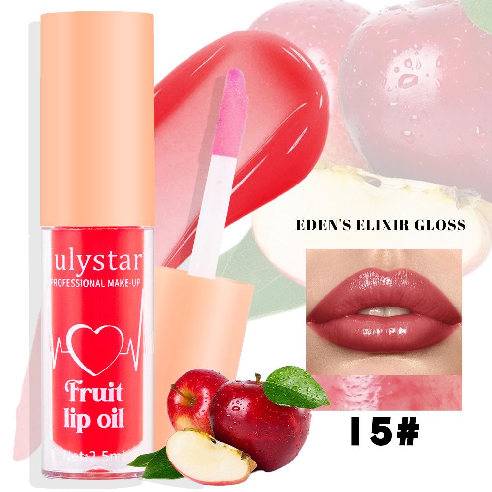 Julystar 20 Color Fruit Lip Gloss Pearlescent Dudu Lip Moisturizing and Moisturizing Mirror Water Light Temperature Changing Lip Oil
