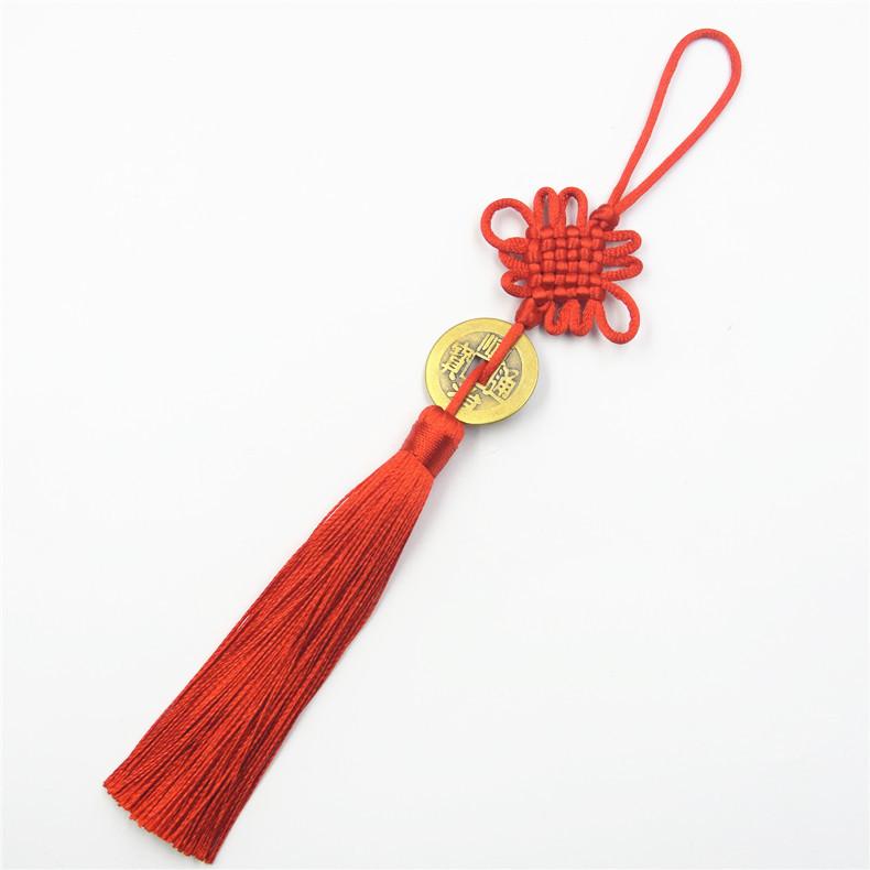 Handgefertigte Quaste im chinesischen Knotenstil Anhänger aus echter Kupfermünze Autoanhänger chinesischer Knoten dekorativ besonderes Geschenk