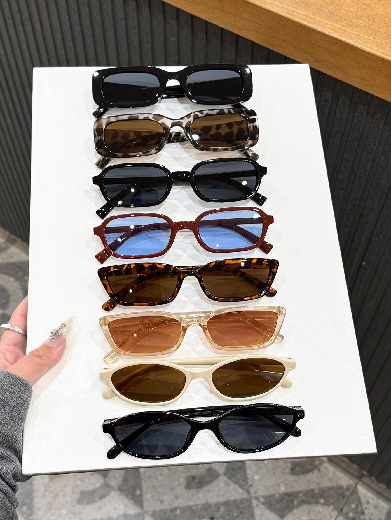

8Pcs Women s Simple Fashion Mixed Set Glasses Casual Fashion Solid Color Basic Glasses for Men and Women