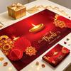 Happy Diwali Diya Red Golden Rectangle Tablecloth for Table Decor Reusable Farmhouse Kitchen Dining Tablecloth Diwali Decoration