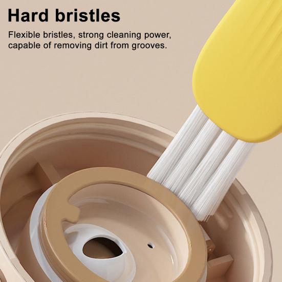 Yousheng 3Pcs 3 In 1 Cup Lid Cleaning Brush Set Soft Hard Bristle Heads 180 Degree Rotating Design Crevice Cleaner Brush