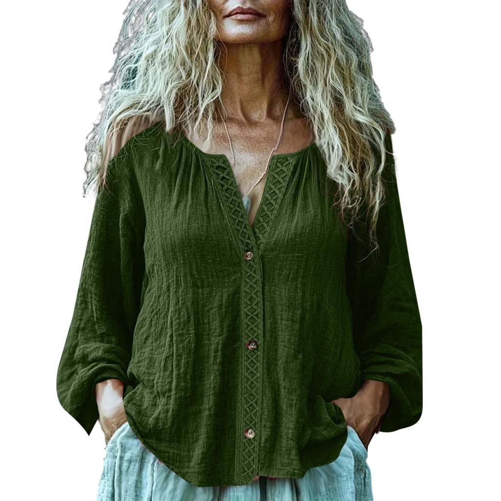 Fashion Women's Linen Shirt Casual Long Sleeved Top For Spring And Summer