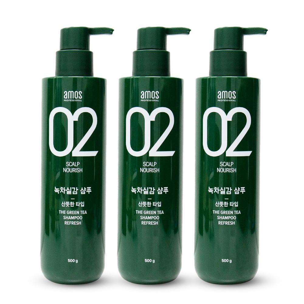 AMOS Professional Green Tea Real Shampoo Refresh 500g x 3