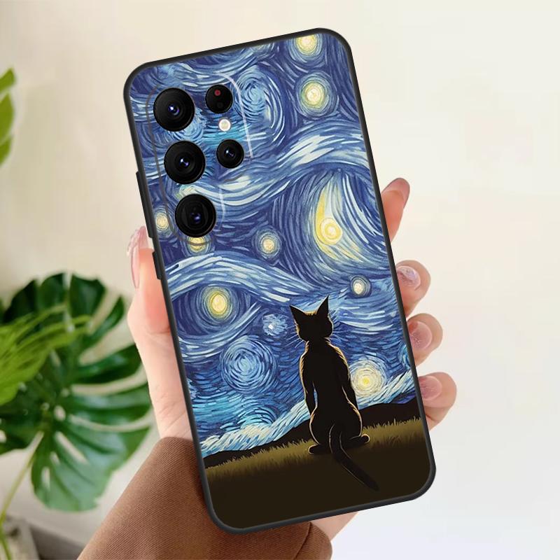 

Cat Van Gogh s The Starry Night Soft Case For Samsung Galaxy S25 S21 S22 S23 S24 Ultra S9 S10 Plus S20 FE S24 FE Phone Cover Galaxy S25 FE