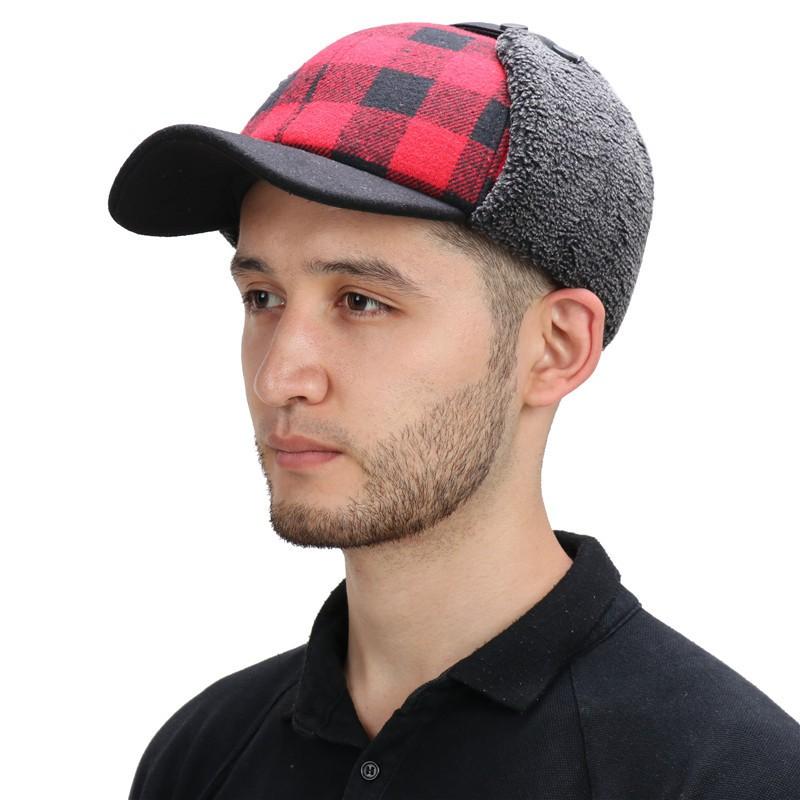 Winter Warm Wool Blend Hat With Ear Protection Windproof Fleece Lined Outdoor Cap Cold Weather