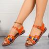 Fashion Contrast Color Flat Sandals for Women Summer 2025 Comfortable Non Slip Beach Shoes Woman Lightweight Ankle Strap Roman Sandals