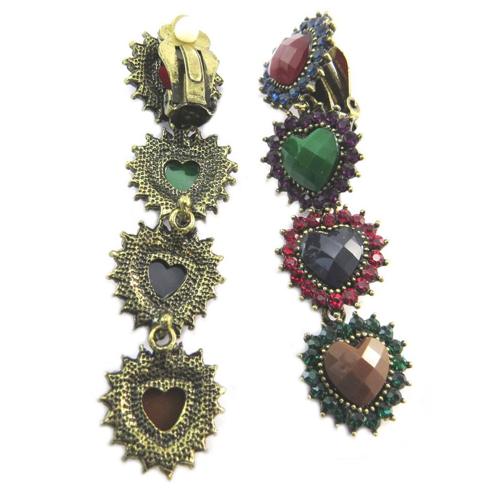 Les Trésors De Lily [P4838] - Multicolored 'Sissi' Designer Clips (hearts) - 70x15 Mm