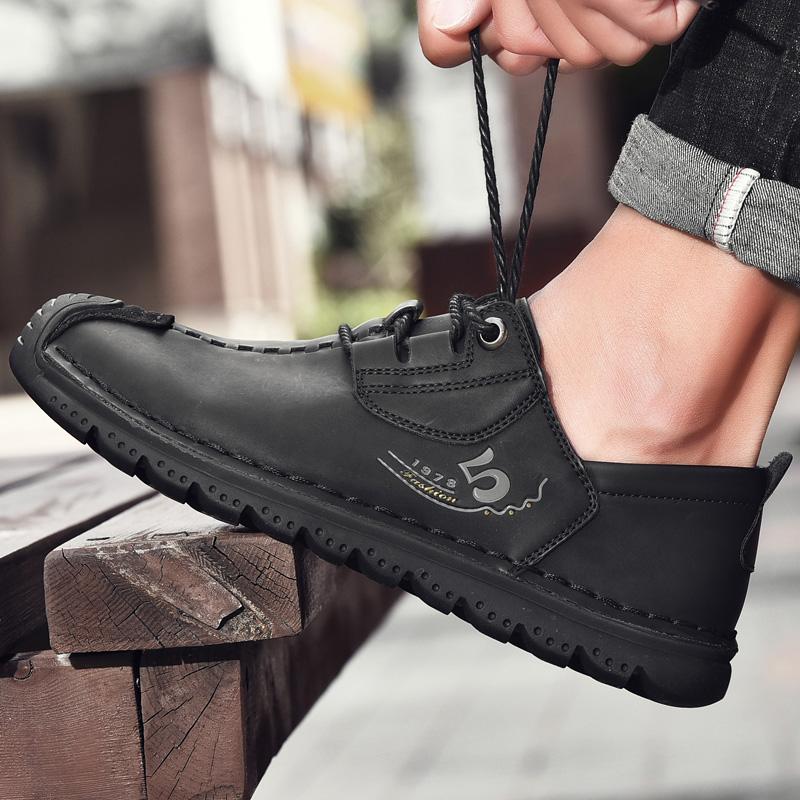 Ručně vyráběné Retro boty z hovězí kůže Muži Ploché Móda Ležérní Boty Muži Mokasíny Mokasíny Muži Boty Kůže