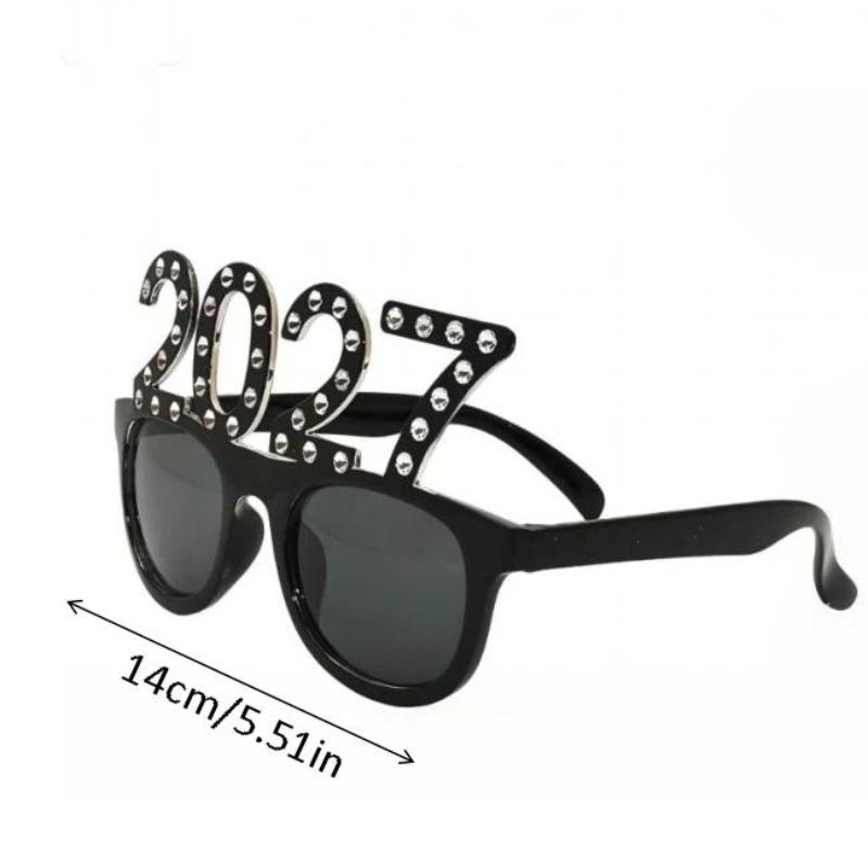 2027 Number Eyeglasses Happy Year Glasses Diamond Glitter Sunglasses Cosplay Prop Xmas Party Decoration Funny Glasses