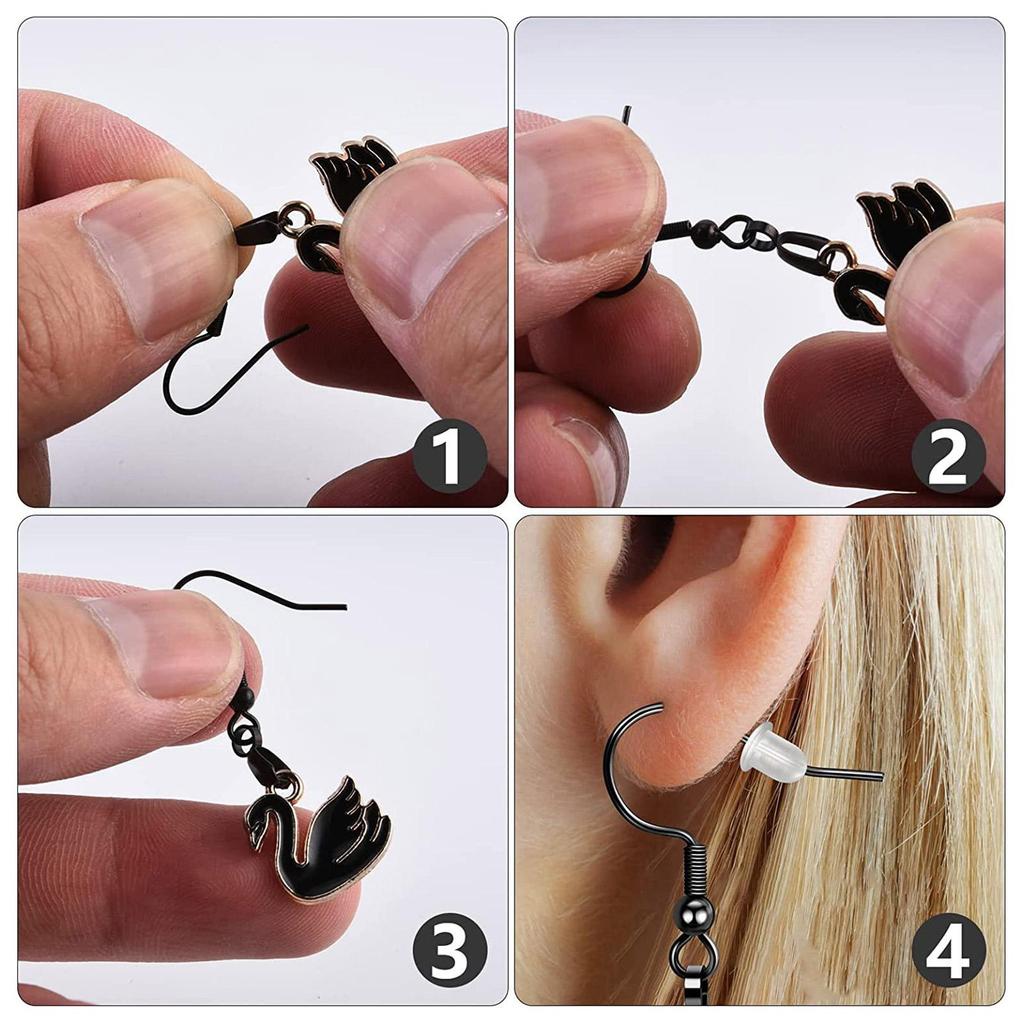 100 Pcs Earring Hooks Wire Buckle Fish Hooks Pendant Connectors Clip Clasps Earplugs for DIY Jewelry Making Crafts