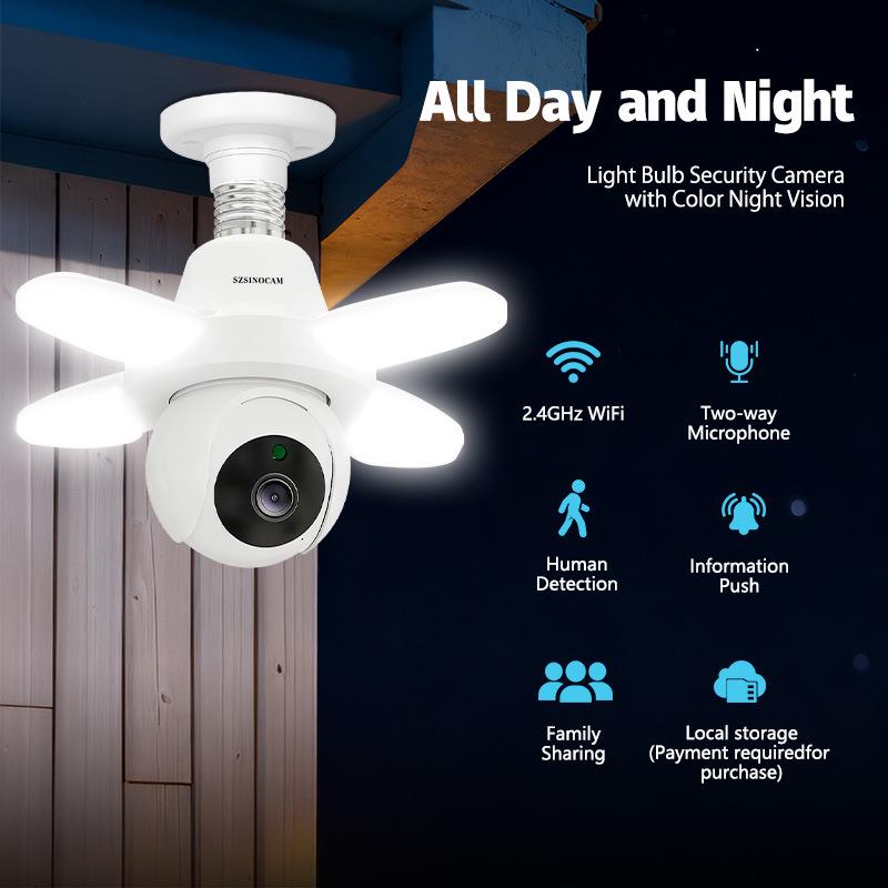 Tri-Leaf Full-Color Night Vision Panoramic WiFi Camera with Mobile Remote Monitoring