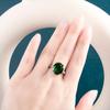POMOiii Luxury Emerald Ring 925 Silver Plated Rings For Women Vintage Anniversary Party Ring Graceful Lady's Jewelry Romantic