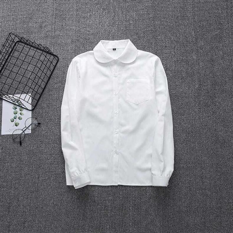 Authentic Japanese JK Uniform White Shirt - Short/Long Sleeve, Point/Round Collar, Non See-Through