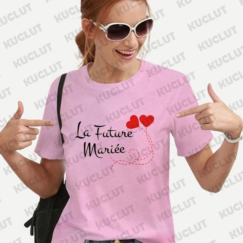 French Women Bridal Wedding Party T-shirt Team EVJF Tops Future Bride To Be Squad Bridesmaid Tees Bachelorette Hen Party Blouses
