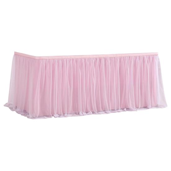 Tulle Table Skirt for Rectangular Tables 4/6/9ft Wrinkle Free Table Cloth with Tutu Skirt Reusable Tablecloth for Wedding Bridal Shower Birthday Party