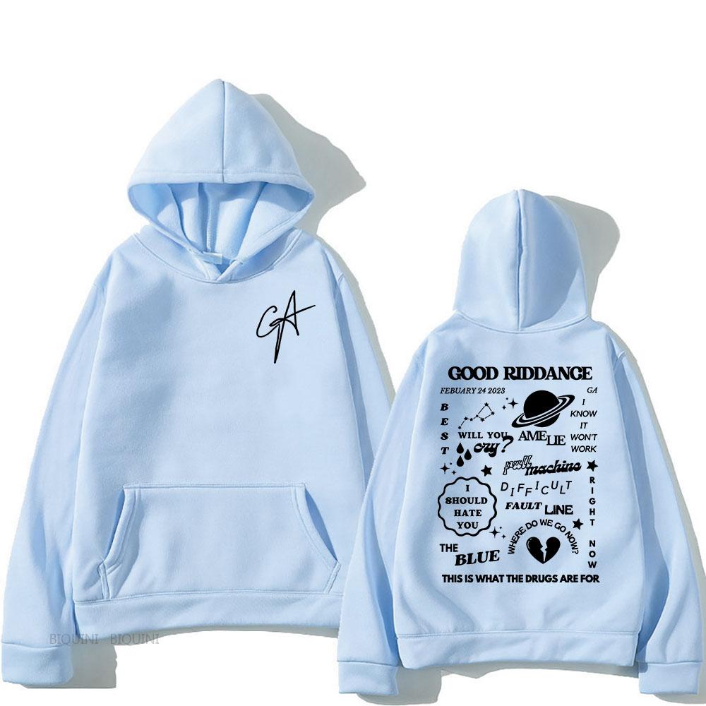 

GA Gracie Abrams Певица толстовки с принтом Good Riddance Графические толстовки с карманом Длинный рукав Мужские/Женские Sudaderas Мужской топ XXXL