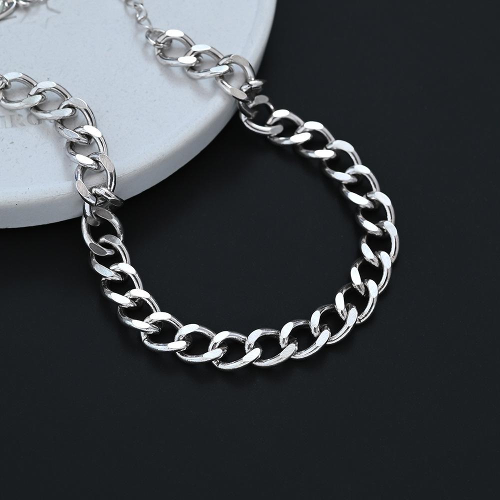PANJBJ 925 Sterling Silver Chain Bracelet For Women Classic Retro Punk Hip Hop Line Minimalist Jewelry Gift Dropshipping